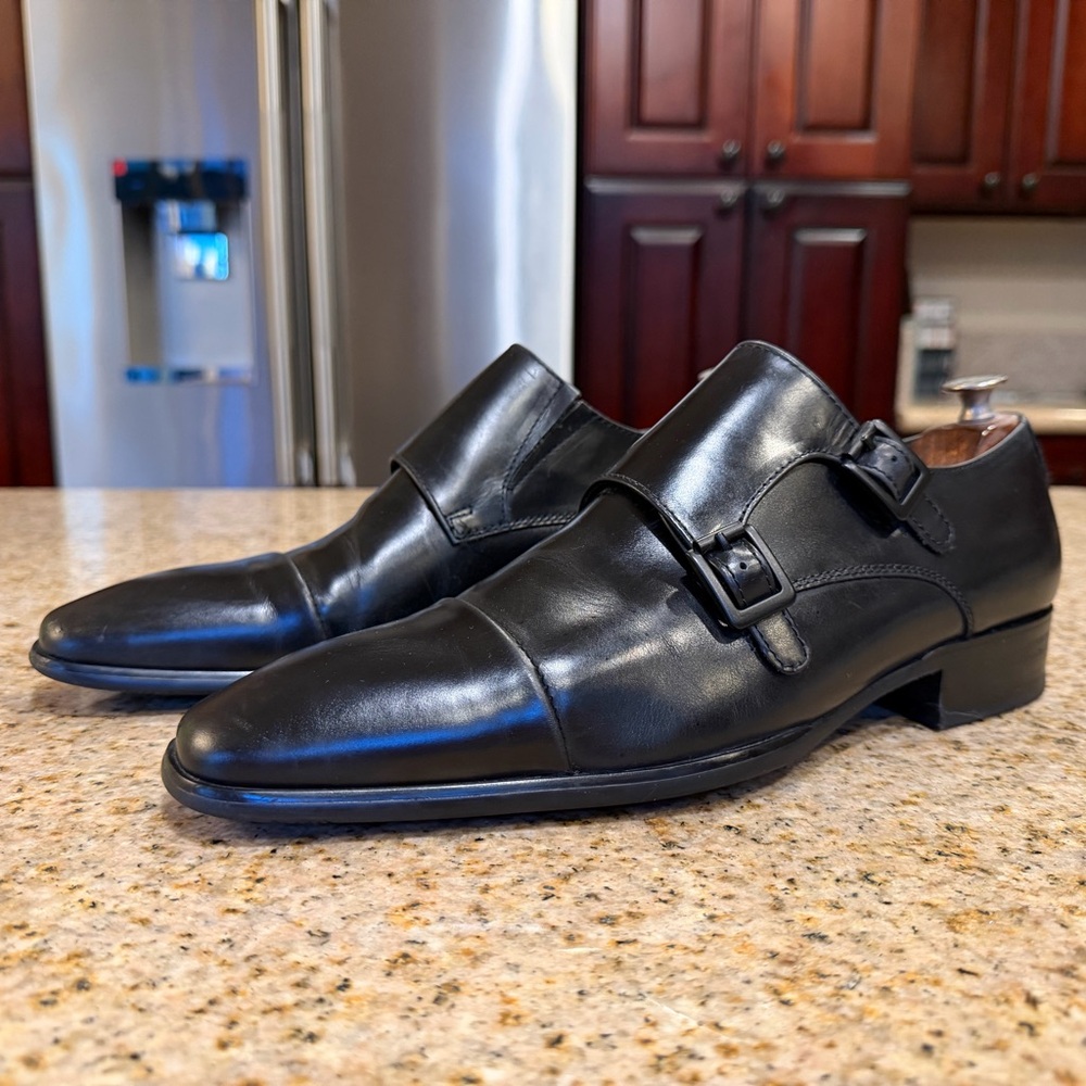 Kenneth Cole New York Men’s Black Leather Double Monk Strap Shoes EU 42/US 9